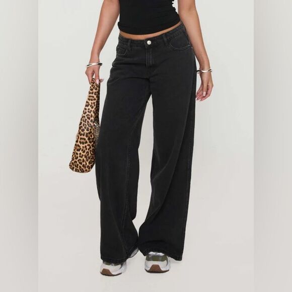 NWT Princess Polly Ramos Low Rise Denim Jeans Black 2 - Picture 7 of 8